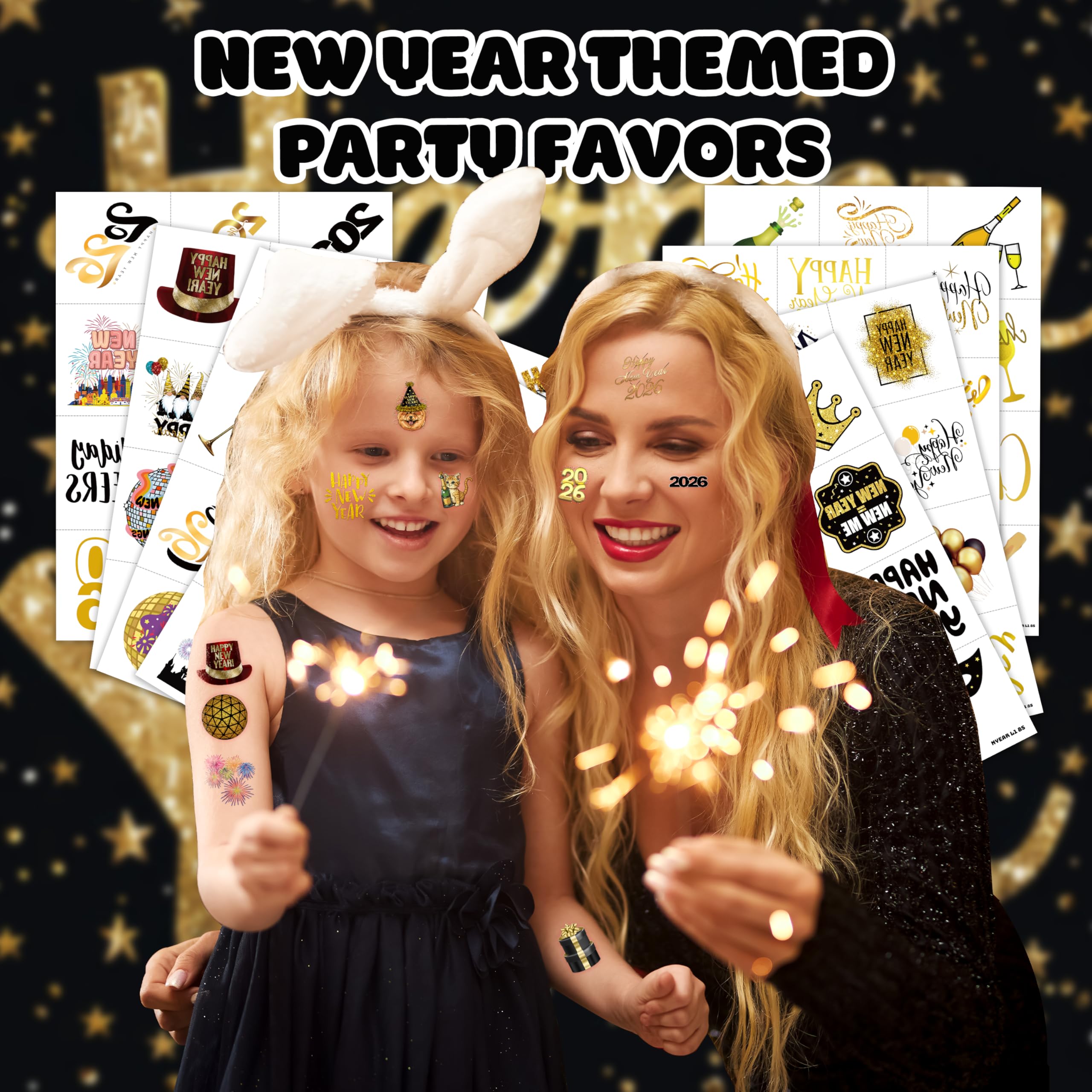 MeoIsDaBest HYE2026 tattoo sheet 02 features playful bottles and numbers for celebrations.