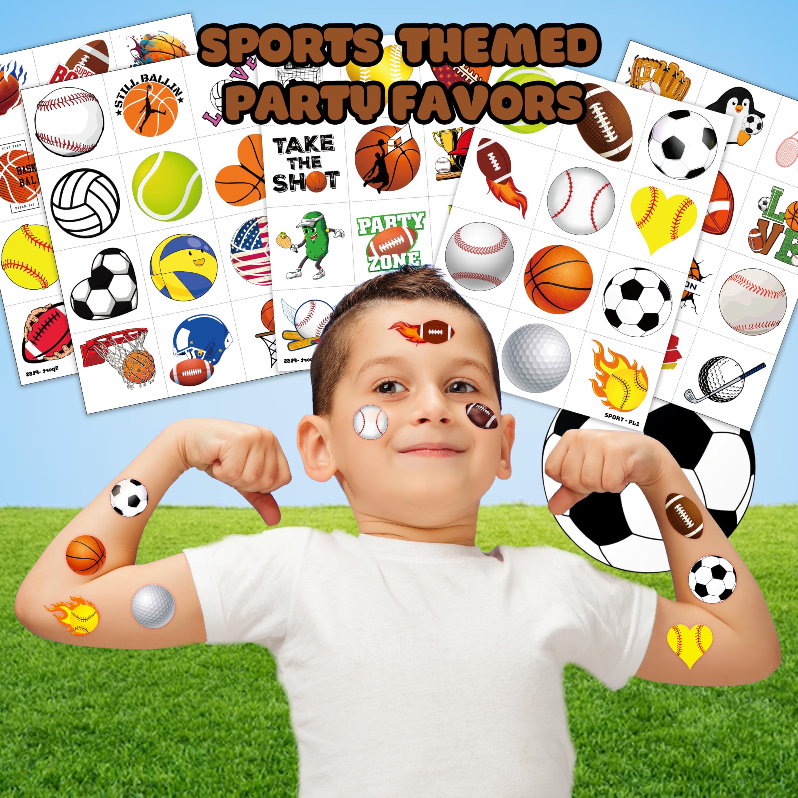 MeoIsDaBest football tattoo sheet brings sporty fun to birthdays.