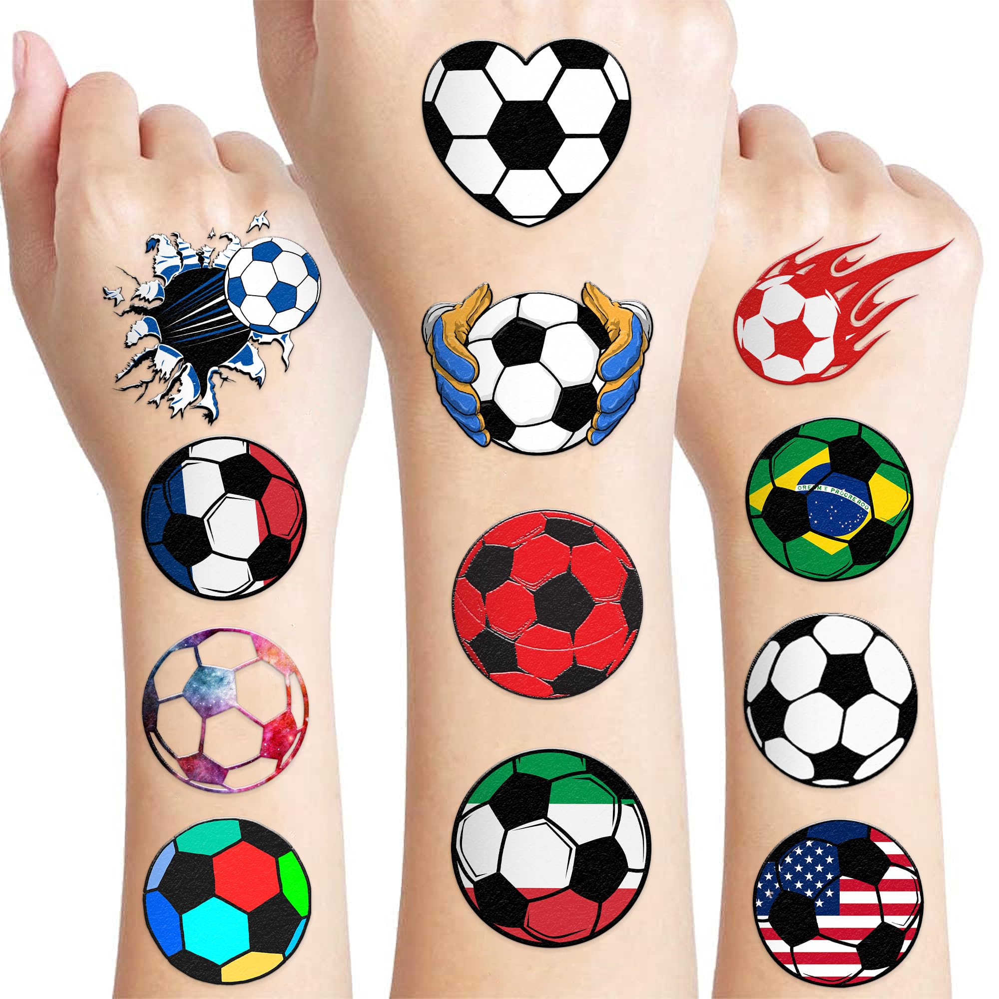 MeoIsDaBest soccer tattoo sheets displayed for party decor and crafts