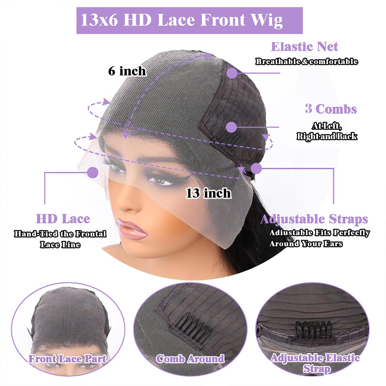 Mepurer glueless lace front cap offers comfortable wear and easy installation.