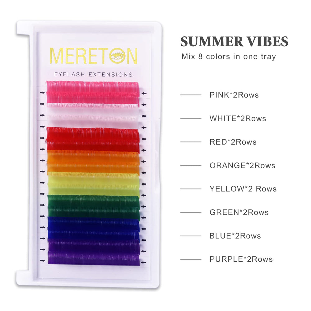 MERETON colored lashes multi-color closeup showing bright pigments blended with black