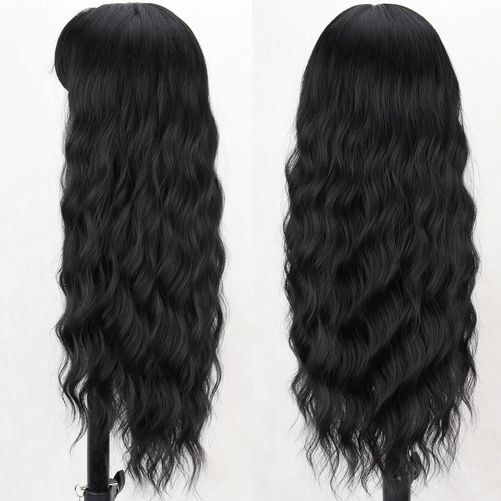 MERISIHAIR synthetic heat-resistant wig 26in supports temperature styling.