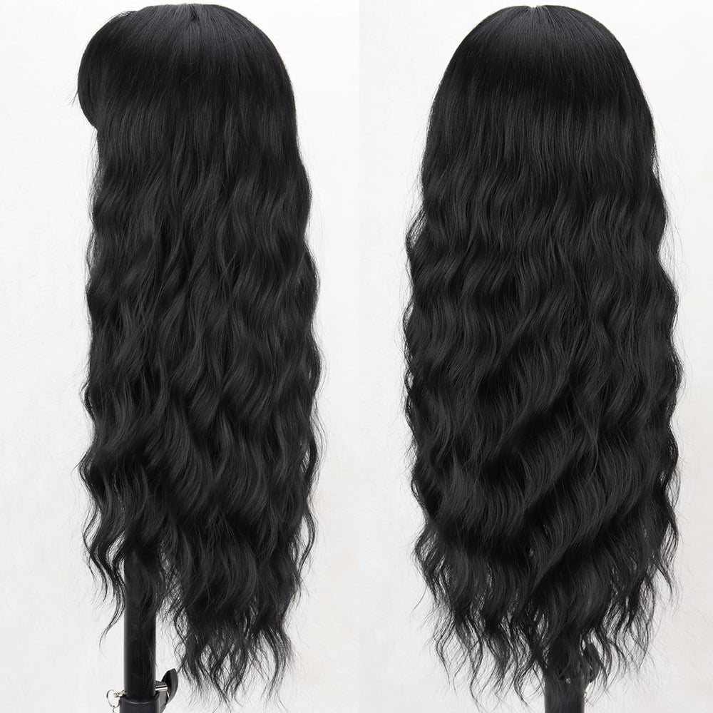 MERISIHAIR synthetic heat-resistant wig 26in supports temperature styling.