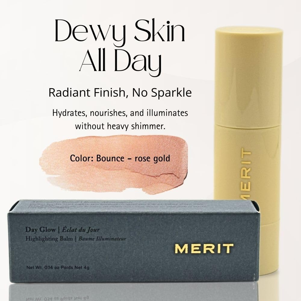 Merit Day Glow Dewy Balm packaging in recyclable materials for sustainable routine.