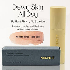 Merit Day Glow Dewy Balm packaging in recyclable materials for sustainable routine.