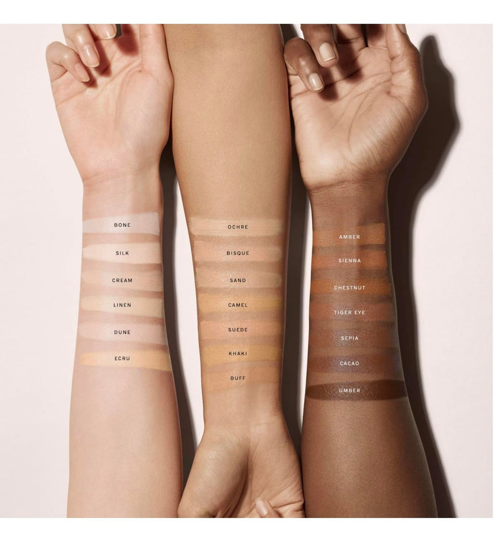 MERIT Minimalist Foundation Stick Camel natural finish with buildable coverage for daily wear.