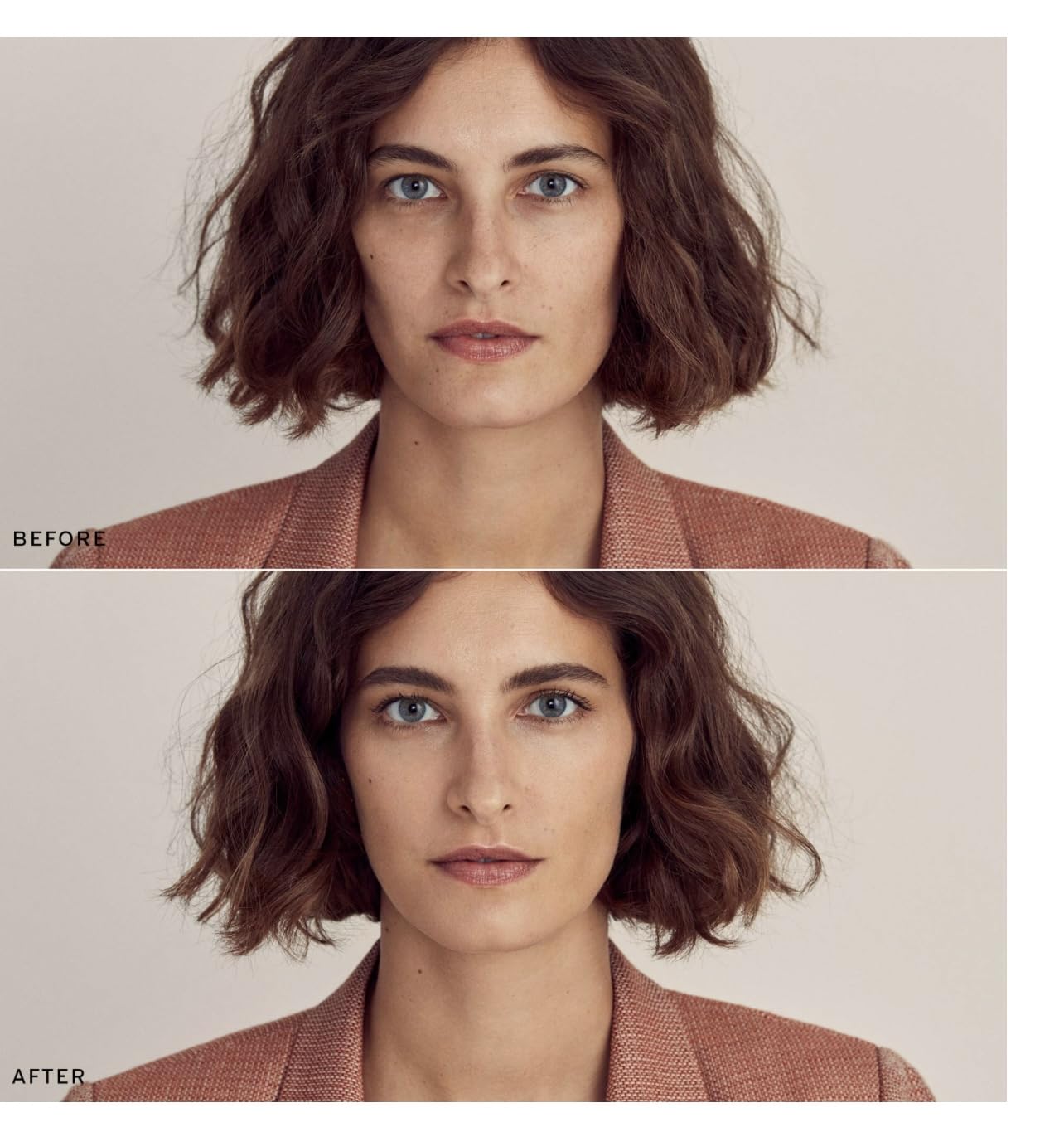 MERIT Minimalist Foundation Stick Camel on face captures natural finish.