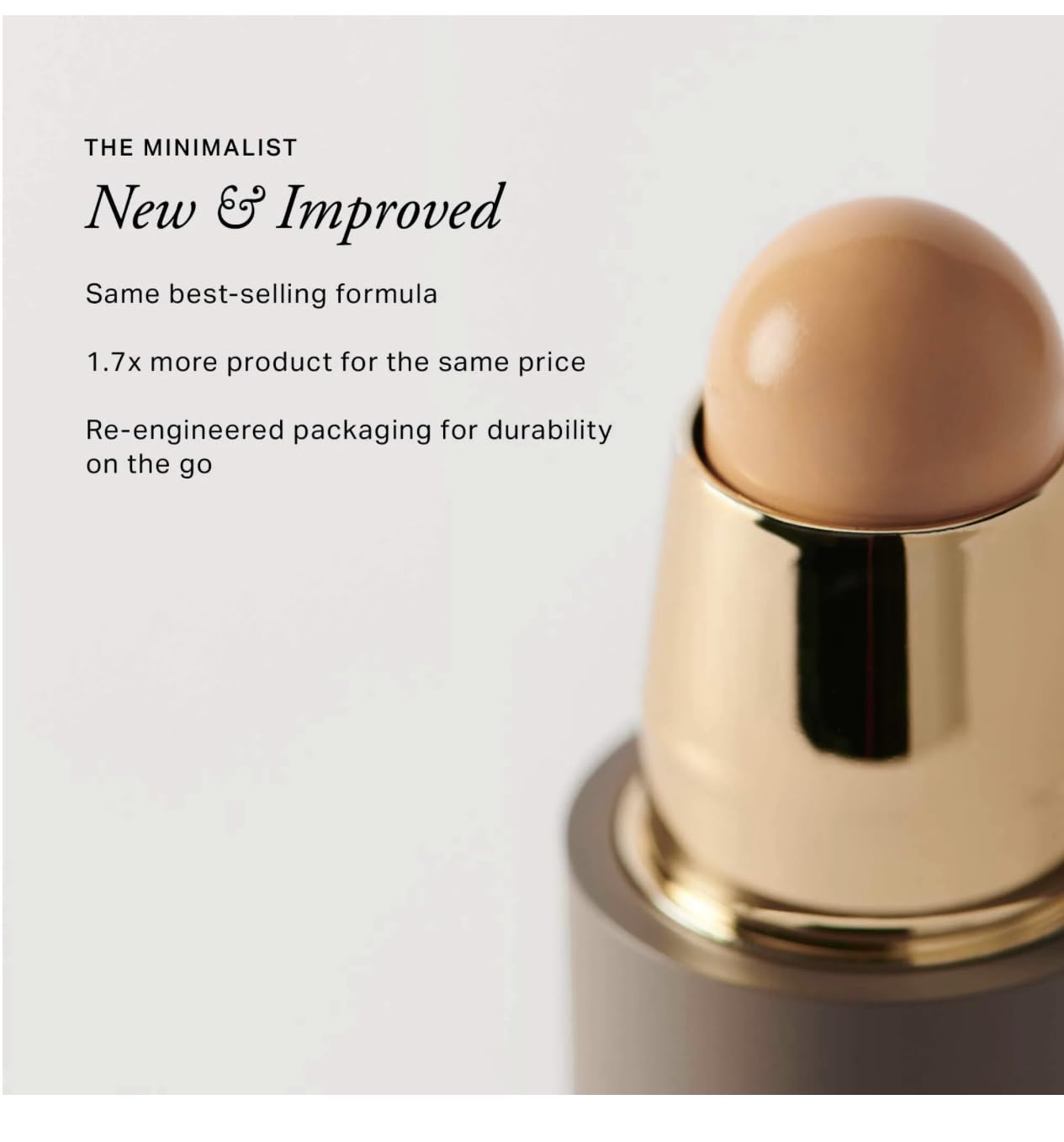 MERIT Minimalist Foundation Stick Camel vegan cruelty-free formula for clean beauty.