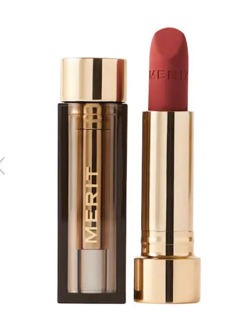 Merit Signature Lip Court packshot shows lightweight matte lipstick for long-lasting color