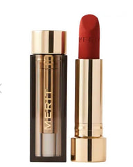 Merit Signature Lip lightweight matte lipstick in Vermillion adds lasting color with a weightless, non-drying feel.