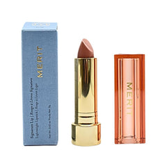 MERIT Signature Lip Lightweight Lipstick Slip application close-up shows smooth glide for precise color.