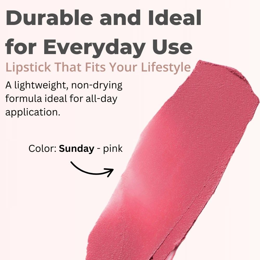 Merit Signature Lip Sunday close-up texture highlights velvety finish.