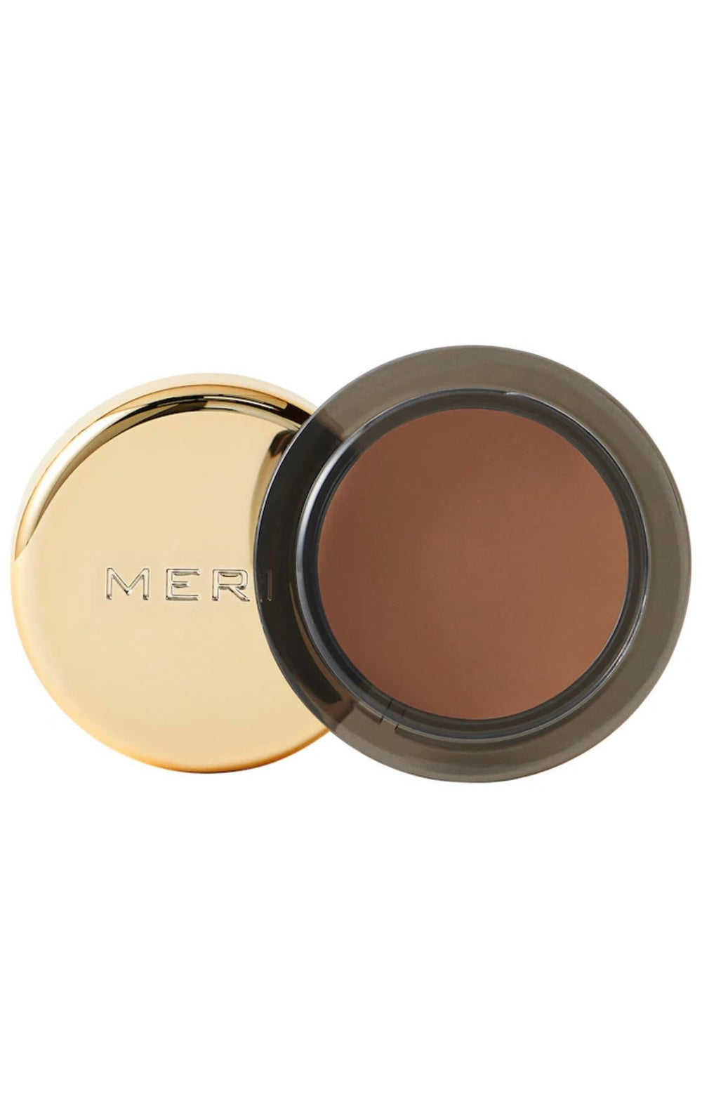 Merit Solo Shadow Midcentury compact featuring cream-to-powder formula for all-day soft-matte eyes