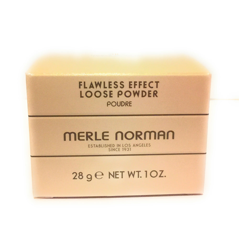 Merle Norman Flawless Effect Loose Powder Nearly Nude brush-application aids seamless blending.