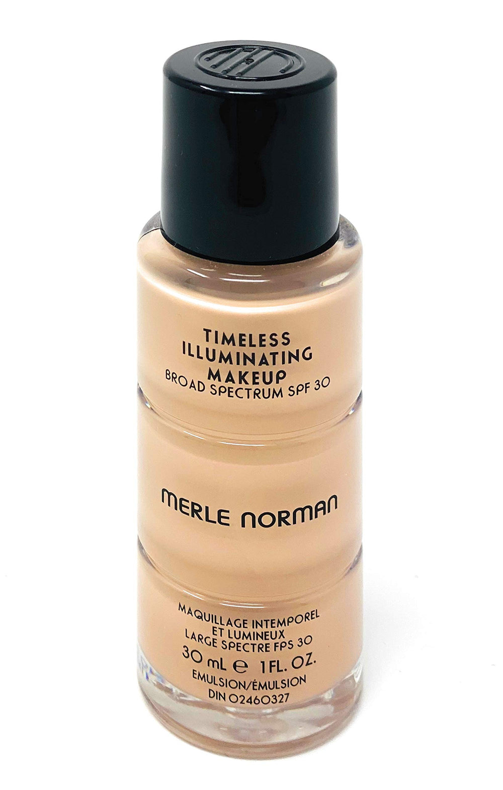 Merle Norman Timeless Illuminating Makeup bottle showcases luminous finish and SPF 30.