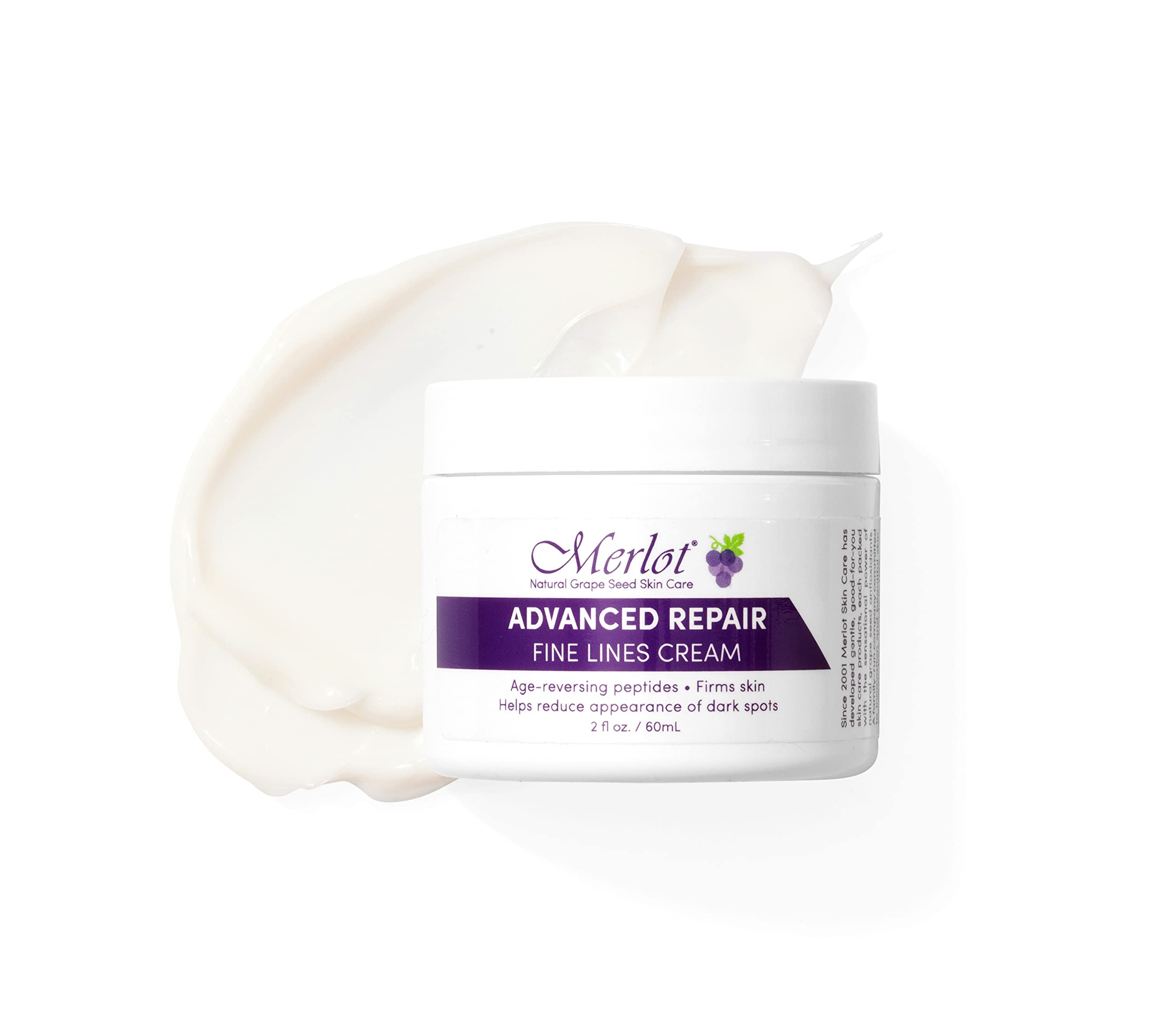 Merlot eye cream applicator tip shown for precise, gentle placement.