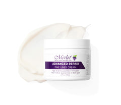 Merlot eye cream applicator tip shown for precise, gentle placement.