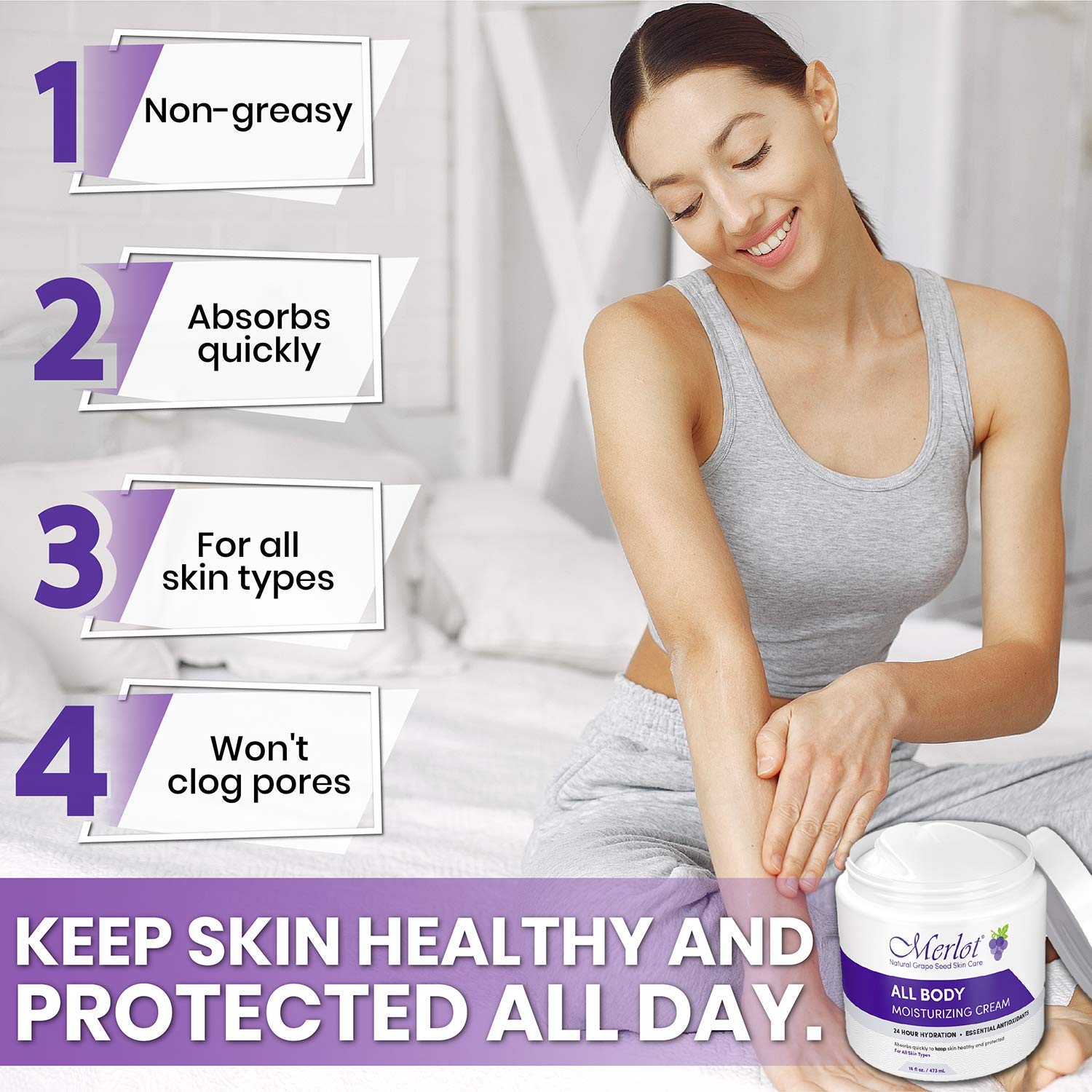 Merlot moisturizing cream ideal for daily body care routine.