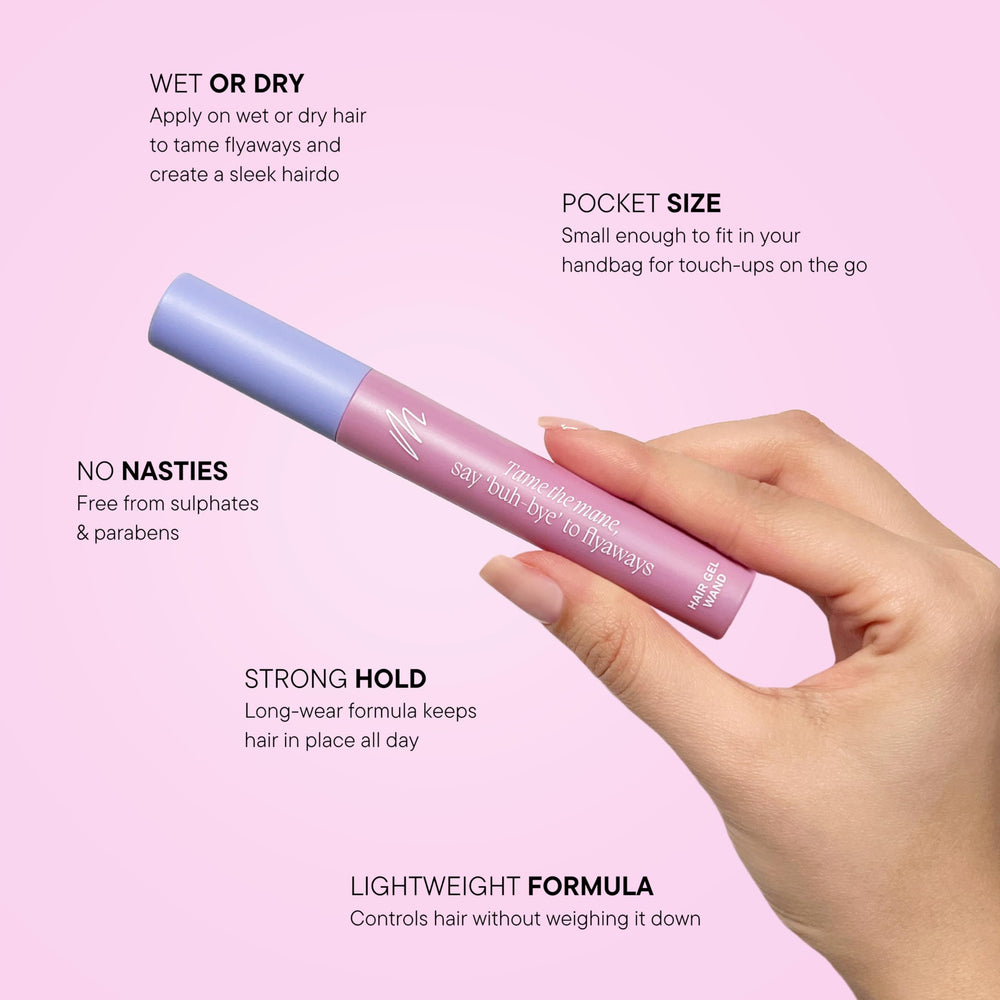Mermade Hair Gel Wand fast-drying formula minimizes stickiness.