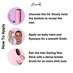 Mermade Hair Wax Stick pink flyaways tames frizz for a smooth, controlled finish.