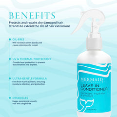 Mermaid Extension Care detangling comb helps glide through hair with less breakage.