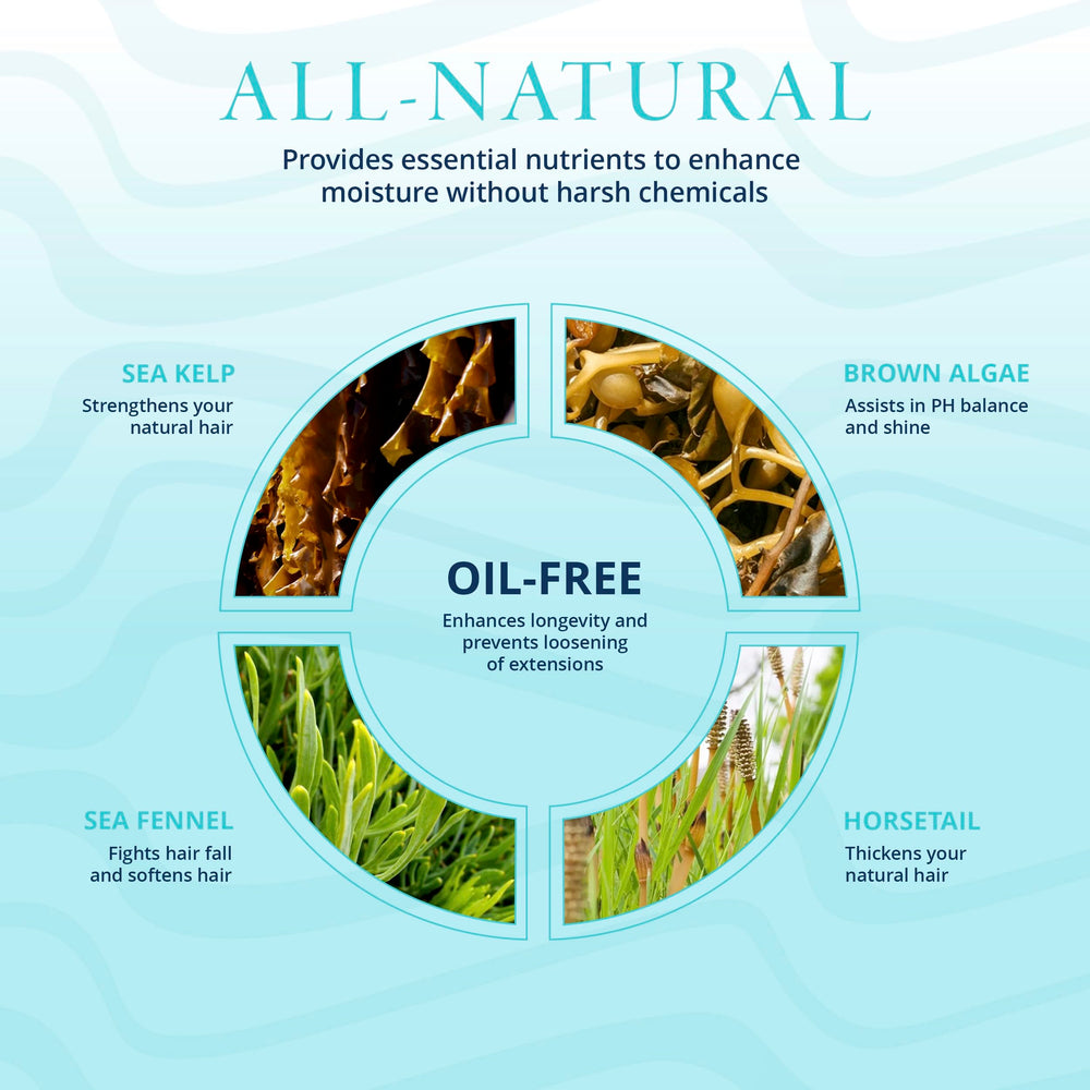 Mermaid Extension Care nourishing ingredients hydrate and fortify for healthier-looking hair.