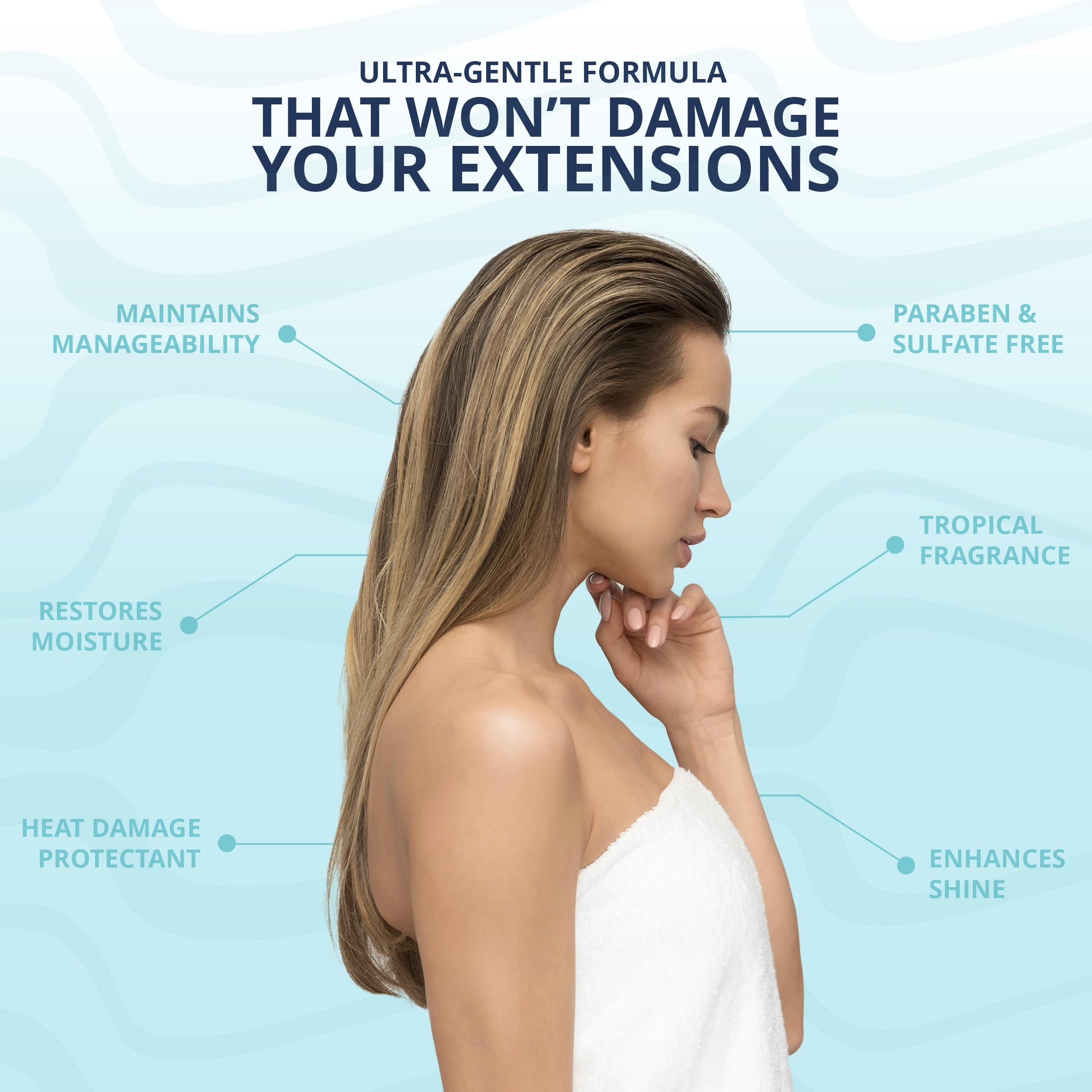 Mermaid Extension Care smooth extensions for daily styling and manageability.
