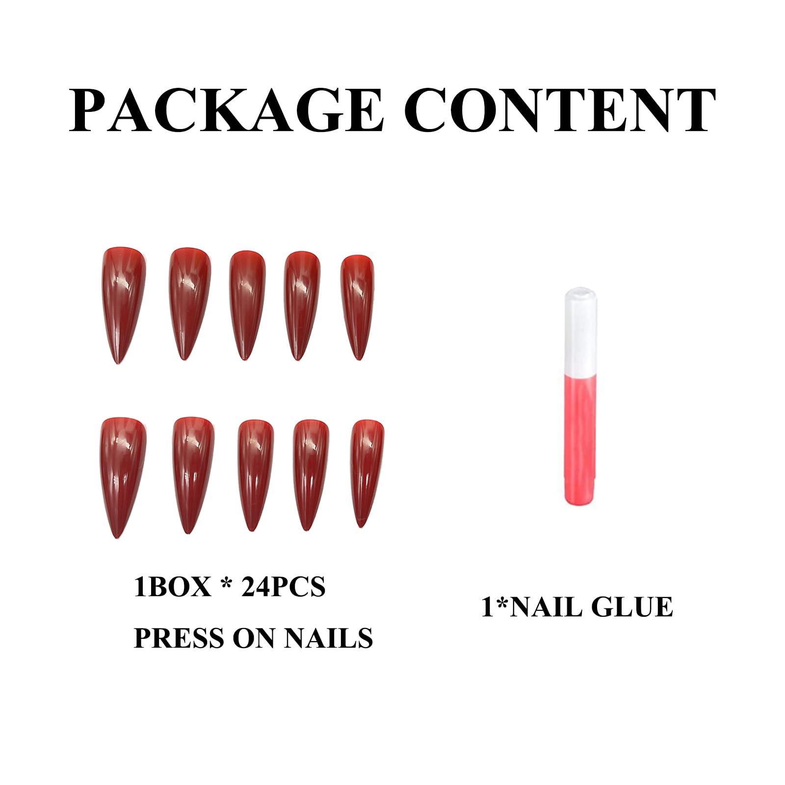 MERVF glossy red nails in Gothic-inspired style, easy to apply