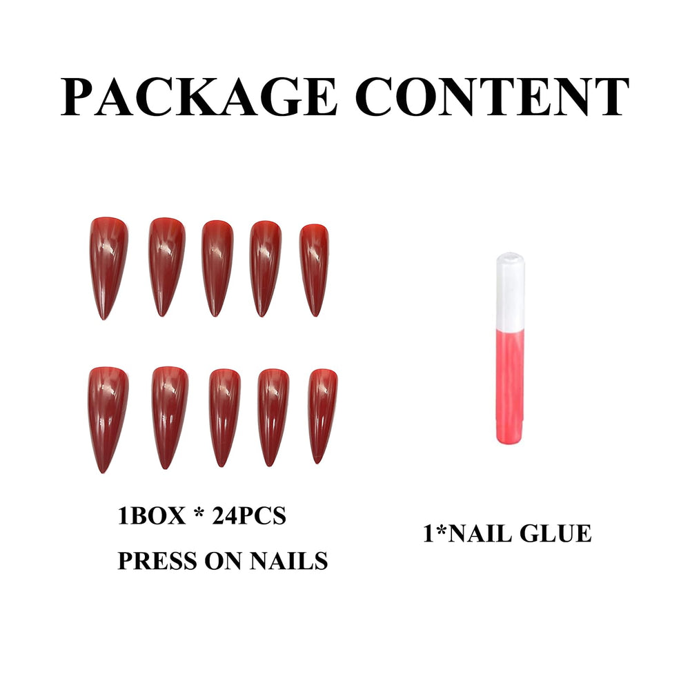 MERVF glossy red nails in Gothic-inspired style, easy to apply