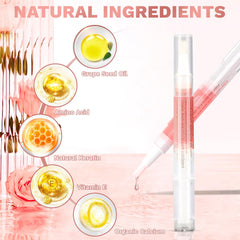 Applying Meschett cuticle oil to cuticles with the pen.