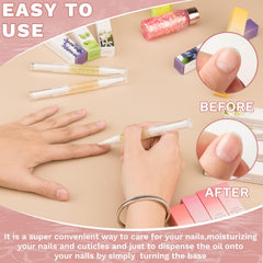 Hydrated nails and skin after using Meschett cuticle oil pen.