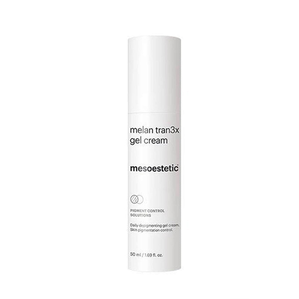 Mesoestetic Melan Tran3X bottle with pump for easy daily use