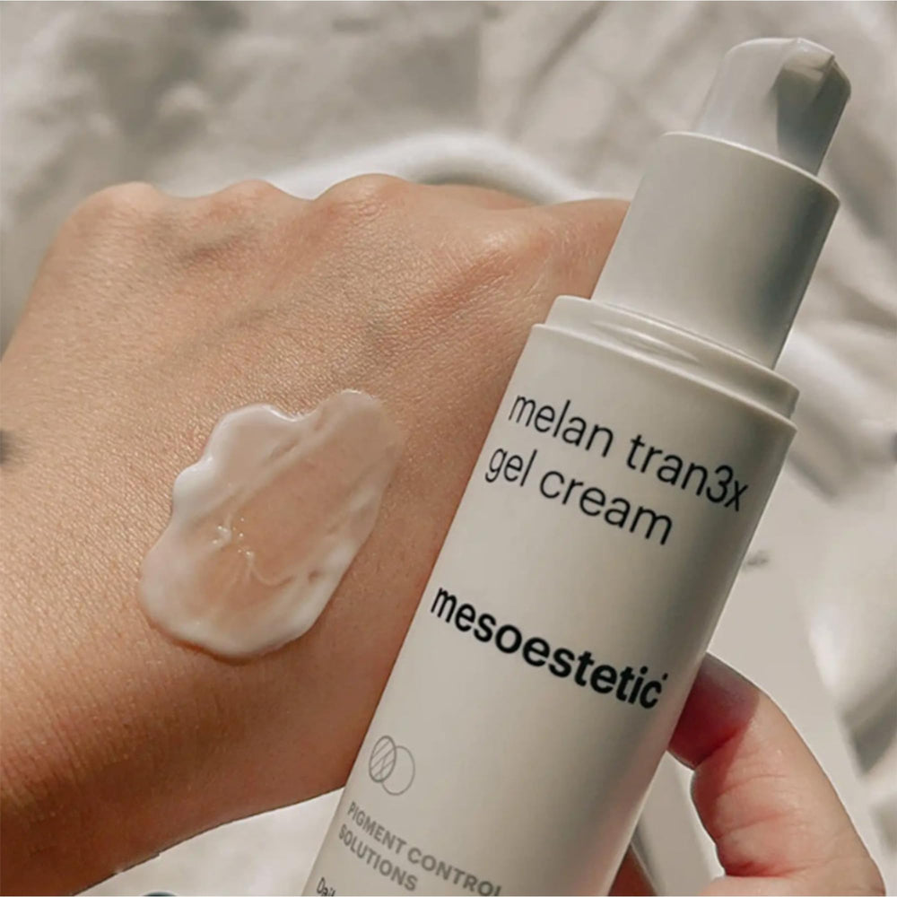 Label detail on Melan Tran3X packaging emphasizes brand credibility