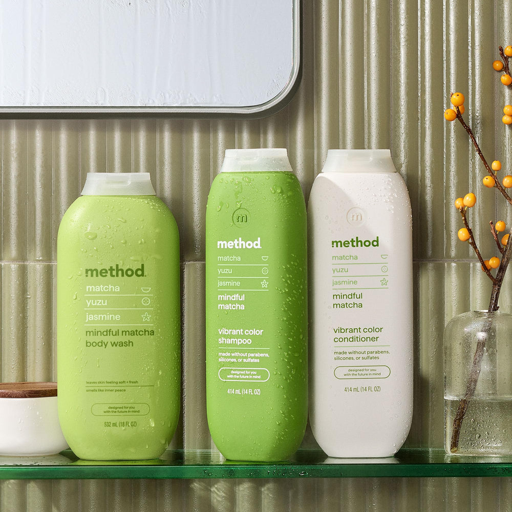 Method Mindful Matcha aroma swirls in the shower air