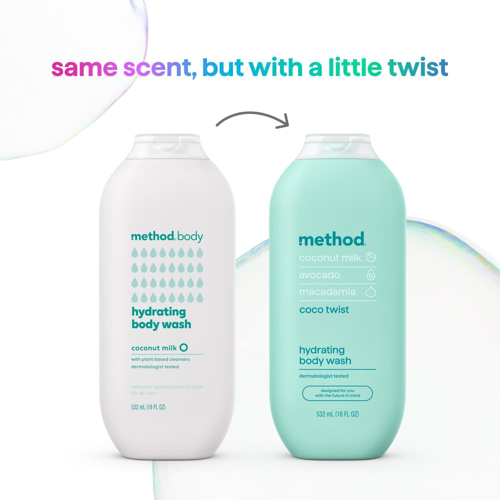 Method Coco Twist ingredients panel features coconut milk and avocado notes