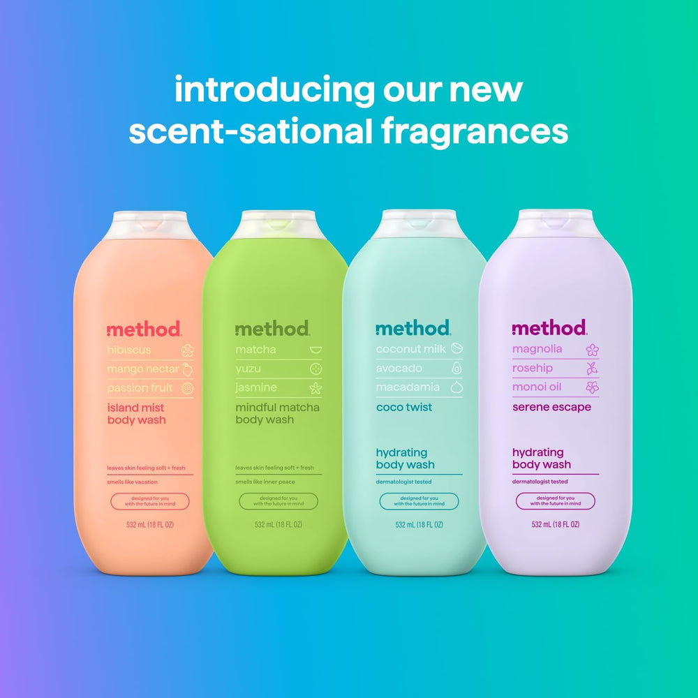 Method Mindful Matcha PCR bottle packaging highlights eco-friendly materials