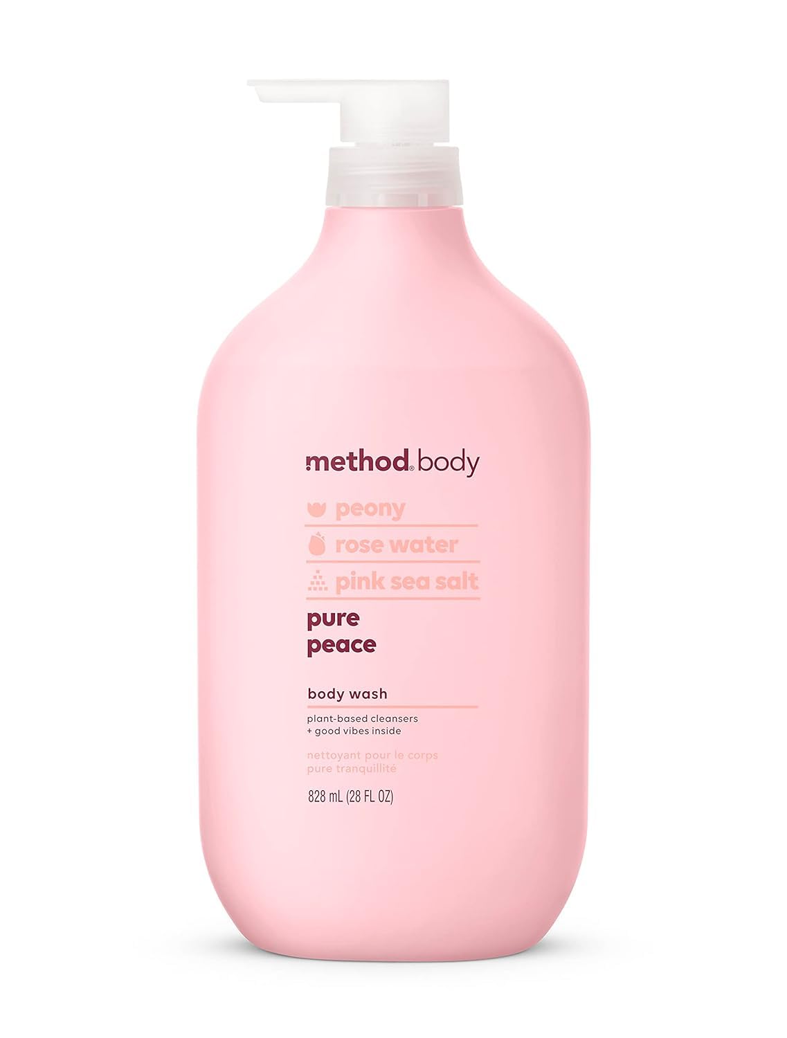 Method Pure Peace body wash bottle front view highlighting eco packaging