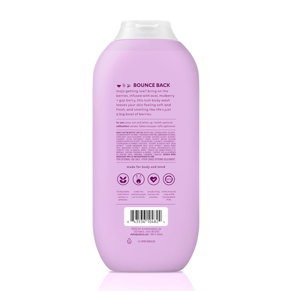 Method Pure Peace bottle features floral notes for a calming, spa-like wash.