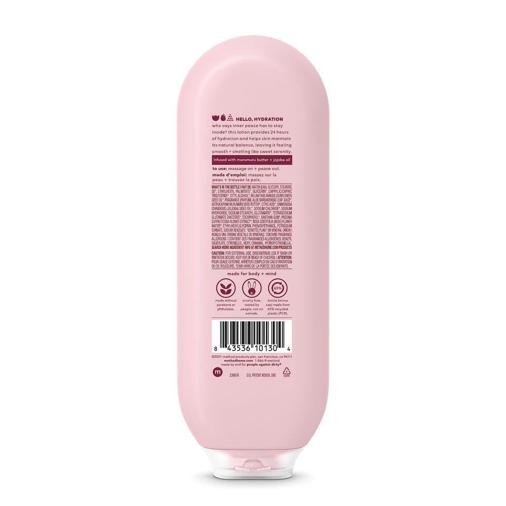 Close-up of jojoba oil in Method Daily Lotion emphasizing balanced hydration.