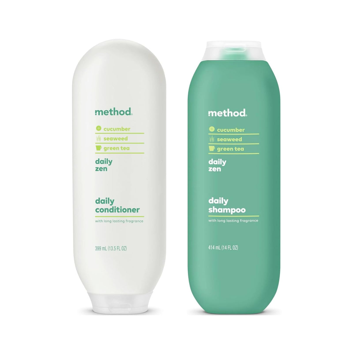 Method Daily Zen shampoo bottle on sink for daily refreshing wash