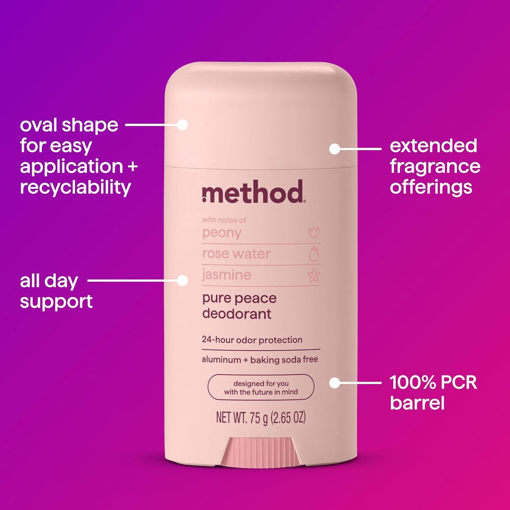 Method Pure Peace provides 24-hour odor protection without aluminum or baking soda.