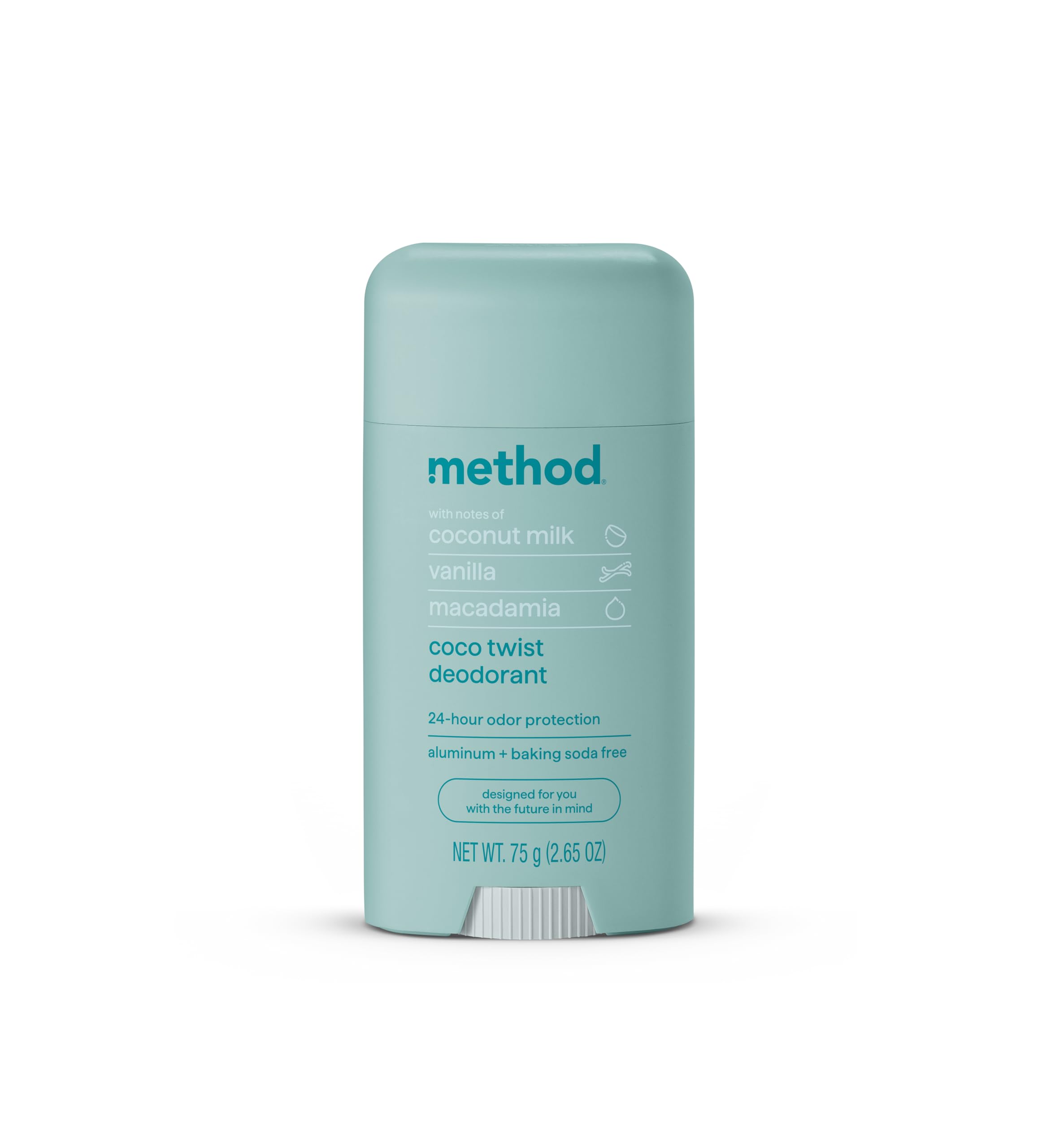 Method Coco Twist deodorant bottle with coconut milk scent for long-lasting freshness.