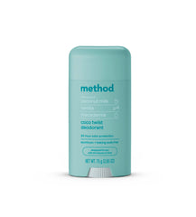 Method Coco Twist deodorant bottle with coconut milk scent for long-lasting freshness.