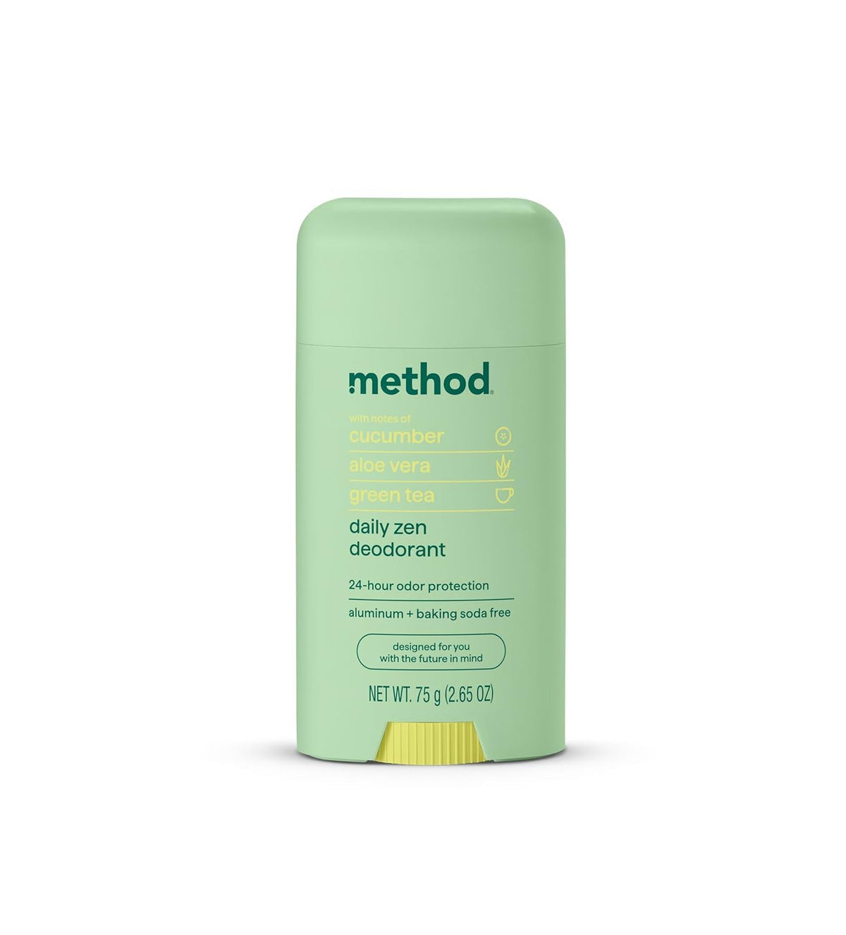Method Daily Zen deodorant stick with cucumber-seaweed-green-tea for all-day freshness.