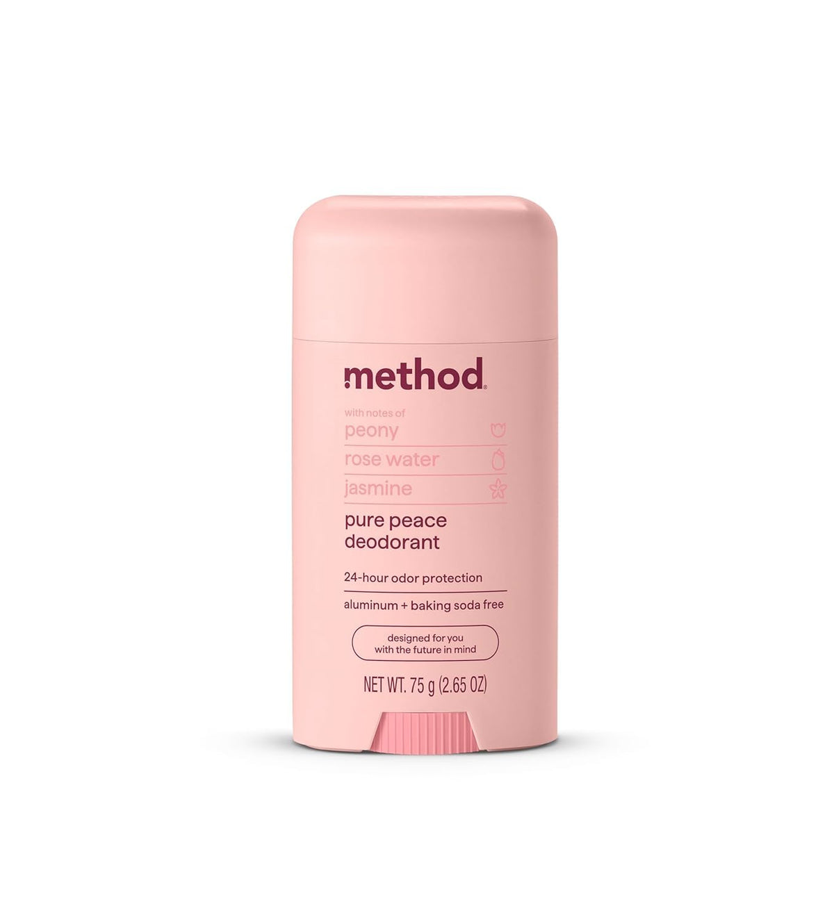 Method Pure Peace deodorant stick with rose water notes for all-day freshness.