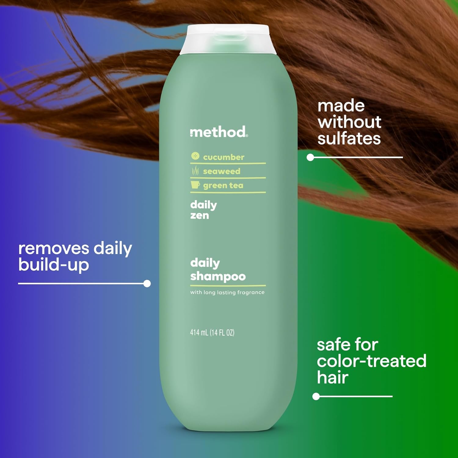 Method Everyday Shampoo PCR-bottle eco-pack highlighting recycled content.