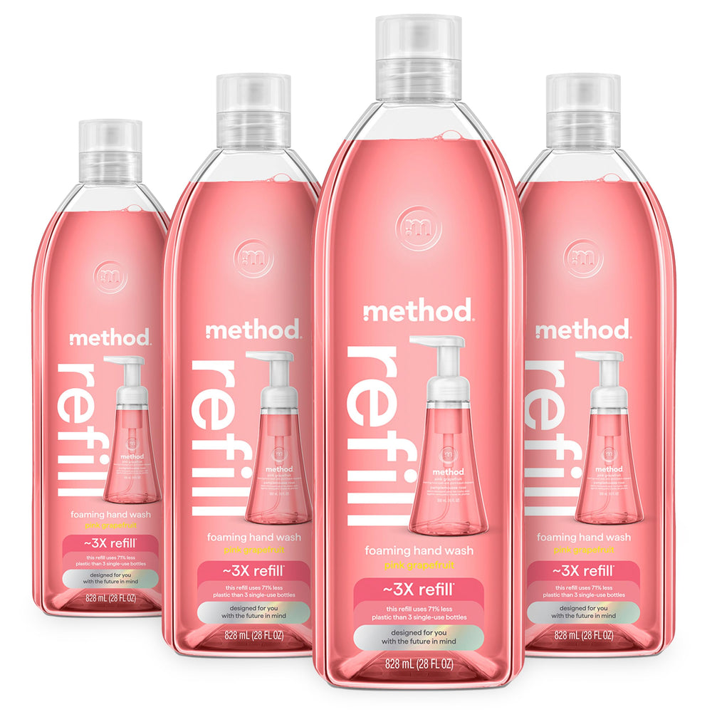 Method Foaming Hand Soap Refill pink grapefruit bottle demonstrates eco-friendly packaging for daily use