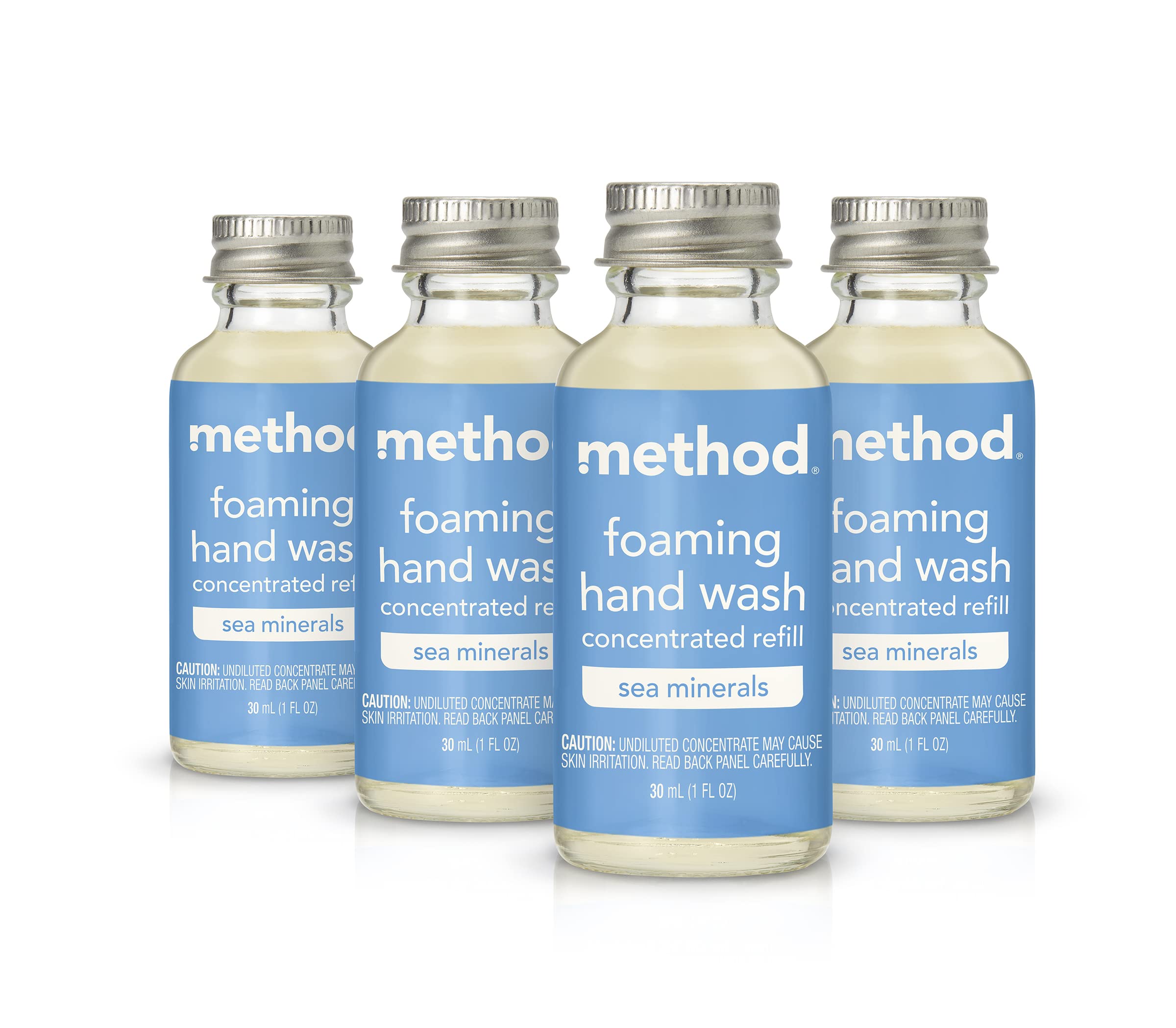 Method foaming hand wash concentrates refills sea minerals bottle demonstrates sustainable packaging and a rich lather