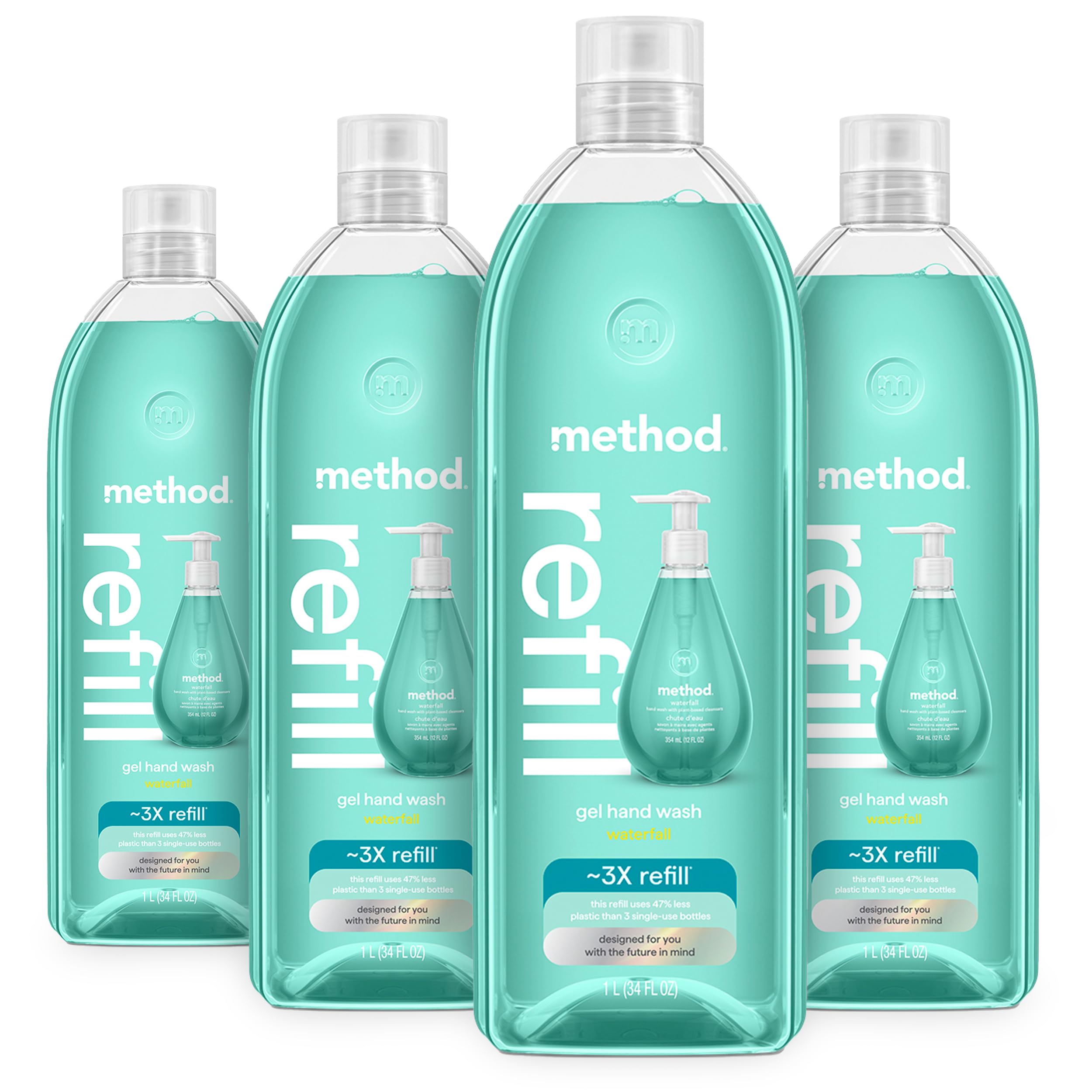 Method Gel Hand Soap Refill Waterfall bottle with recyclable packaging and gentle cleansing