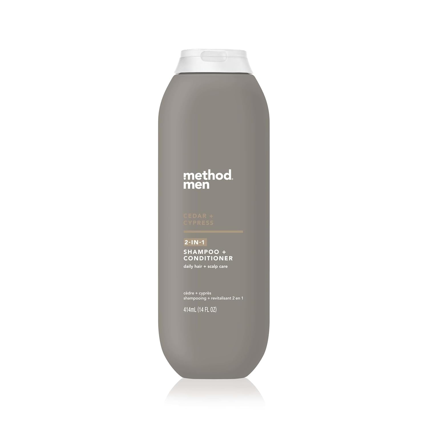 Method Men 2in1 Cedar Cypress bottle, quick daily cleanse in one step.